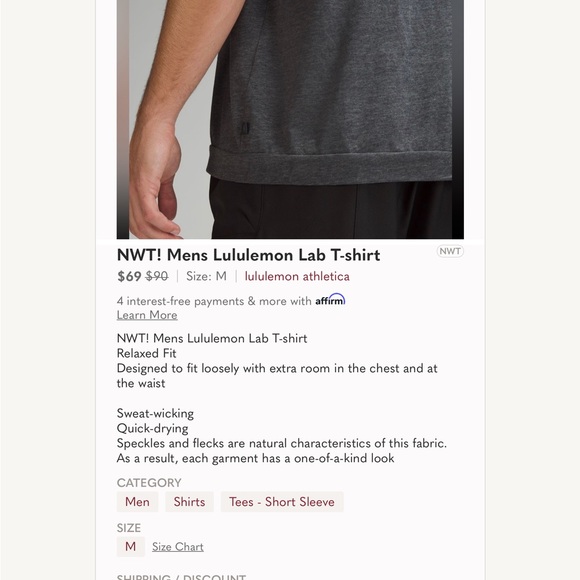Lululemon Lab Men’s graphic t Shirt size Small NWT grey Cosmos - Picture 9 of 10